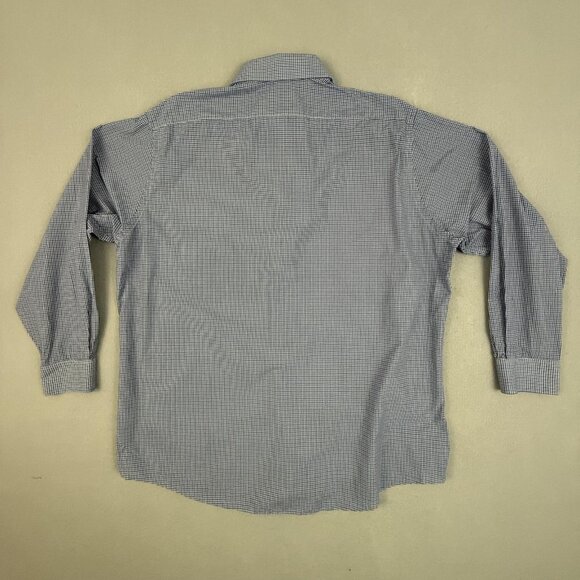 Van Heusen Shirt Mens XL 17-17.5 Blue Check Regular Fit Button Front Dress - Picture 2 of 9